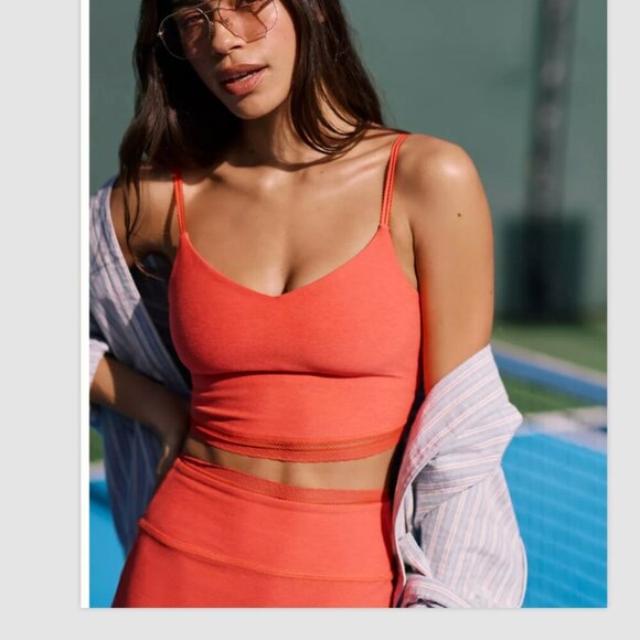 Beyond Yoga Spacedye Lace Trim Athletic Tank Top, XS, Coral, Allure, NWT - Picture 1 of 7